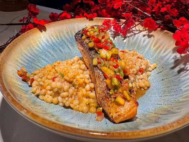 Grilled Mango Salmon Over Couscous